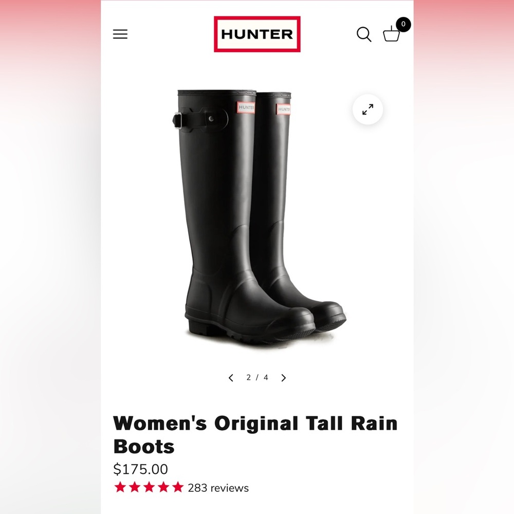 Original Tall Hunter Rainboots Black - like new